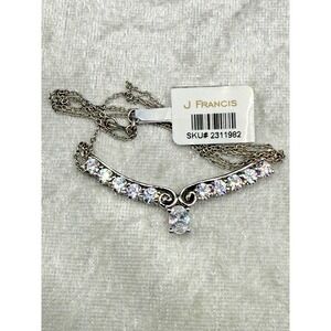 J Francis Swaroski  Sterling Silver NecklaceZ irconia Pendant 19"